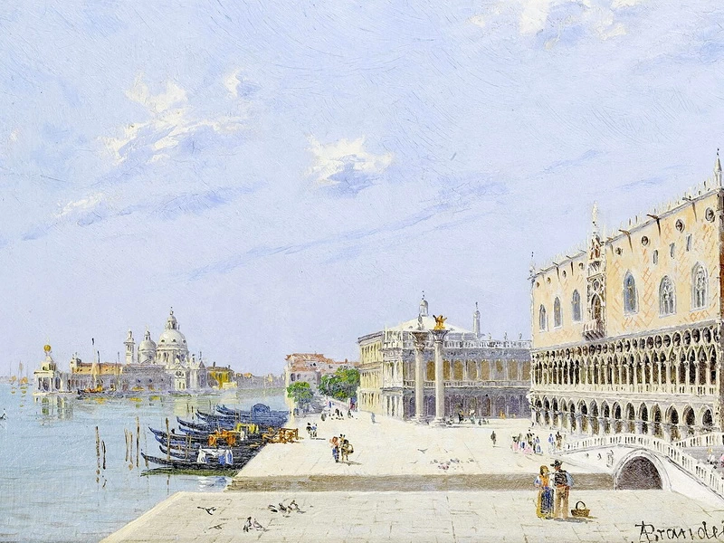 1848-Antonietta Brandeis - La Piazzetta, Palazzo Ducale, Venezia